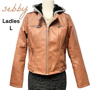 Sebby Women's Zip Front Faux Leather Jacket